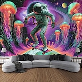 お買い得  ブラックライトタペストリー-ブラックライトタペストリー 光る暗闇 パーティー UV反応 宇宙飛行士 恐竜 水中のような不思議な自然の風景 ハンギングタペストリー 壁アート 壁画 リビングルーム 寝室