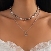 abordables Collares-Gargantillas Perla Mujer Moda Artístico Sencillo Multi capa Estrella Boda Irregular Gargantillas Para Boda Fiesta Víspera de Todos los Santos