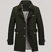 preiswerte Herren-Blazer &amp; -Anzüge-Herren übergangsjacke Trenchcoat Ausgehen Ganzjahres Windjacke Oberbekleidung Bekleidung Einfarbig Button-Down Umlegekragen Einreihig