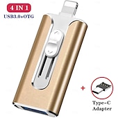 cheap Tool Accessories-USB 8 Pin USB 3.0 4 in 1 Mobile Phone Computer U-Disk with Type-C Adapter, Memory Stick Storage for Easily Backup Photos Videos, Plug and Play