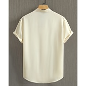 cheap Men's Casual Shirts-Men's Shirt Summer Shirt Casual Shirt Beach Shirt Button Up Shirt Black Blue Army Green Beige Gray Short Sleeve Plain Band Collar Vacation Hawaiian Clothing Apparel Fashion Casual Comfortable