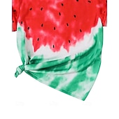 cheap Girl's Casual Tees &amp; Blouses-Kids Girls' T shirt Tie Dye School Short Sleeve Crewneck Daily 4 years+ Summer Pink Red