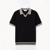 preiswerte Herren Elite Polo-Herren Polo Geschäft Lässig Umlegekragen Kurzarm Farbblock Jacquard V-Ausschnitt Weich Sommer Frühling Herbst Normale Passform Weinrot Schwarz Khaki Polo
