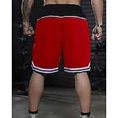 baratos Calções Estilo Casual-Homens calções atléticos Calção Shorts de basquete Bolsos Com Cordão Cintura elástica Riscas Conforto Respirável Curto Ao ar livre Esportes Clássico Casual Preto Vermelho