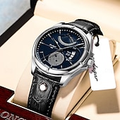 economico Orologi meccanici-Orologio da uomo, moda, lusso, sportivo, orologio da polso da uomo, impermeabile, luminoso, in pelle, con data, al quarzo.
