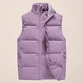 abordables Gilets-Homme Gilet en duvet Quotidien Occasionnel Printemps &amp; Automne Avec Poches Polyester Confortable Couleur Unie Fermeture éclair Col montant Noir Rose Claire Rouge Violet Gilet