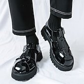cheap Dress Sandals-Men's Black Faux Leather Gladiator Sandals - Durable and Stylish Sandals for Summer Adventures