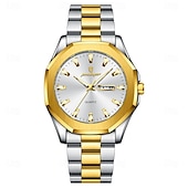 economico Orologi al quarzo-Orologio da polso di lusso da uomo, impermeabile, luminoso, con settimana e data, originale, in acciaio inossidabile, sportivo, al quarzo, da uomo.