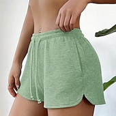 ieftine Pantaloni scurti-Pentru femei Pantaloni Sport chinez Pantaloni Scurți Vacanță Epocă Modă Scurt Talie Înaltă Simplu Buzunar Curea elastică Confortabil Απαλό Comfortabil Micro-elastic În aer liber Stradă Albastru