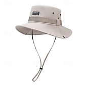 tanie Czapki męskie-Męskie Kapelusz bucket Kapelusz Czarny Khaki Poliester Ściągana na sznurek Moda Codzienny Ulica Codzienny Równina Filtr przeciwsłoneczny Oddychający