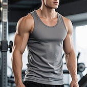 cheap Tank Tops-Men&#039;s Tank Top Vest Top Undershirt Sleeveless Shirt Sleeveless Crew Neck Summer Plain Fashion Designer Basic Classic Vacation Street Going out Black White Wine Top Tee for Men