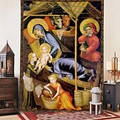 tanie Tkanina średniowieczna-średniowieczny gobelin gobelin średniowiecza sztuka religijna duży mural dekoracja tło do fotografii dom sypialnia salon dekoracja