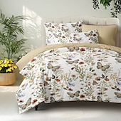 cheap 100% Cotton-Flowers Duvet Cover 100% Cotton Full Size Bedding Set Bed Sets Quilt Cover Soft Lightweight Comforter Cover with 2 Pillowcases for All Season