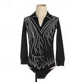 cheap Boys&amp;Men Figure Skating Costumes-Men's Boys Figure Skating Costumes High Elasticity Training Competition Skating Wear Classic Crystal / Rhinestone Long Sleeve Ice Skating Figure Skating