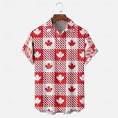 Canada Day Men's Plaid Checkered Maple Leaf Shirt Summer Shirt Button Up Shirt Short Sleeve Fashion Casual Holiday Summer Spring Turndown 3D Print Collared Shirts Front One Pocket Red cheap Flag pattern-Canada Day Men's Plaid Checkered Maple Leaf Shirt Summer Shirt Button Up Shirt Short Sleeve Fashion Casual Holiday Summer Spring Turndown 3D Print Collared Shirts Front One Pocket Red