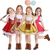 abordables Niños-Oktoberfest Vestidos Falda acampanada Mucama bávaro Munich prados Chica Carnaval Festival de Cerveza Paño de estilo tradicional