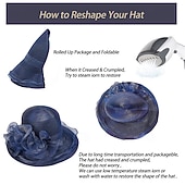 voordelige Feesthoeden-Organza Kentucky fascinatorhoed voor dames - Derby cocktail tea party zonnehoed bruiloft bruidsbloem kerkhoed opvouwbaar