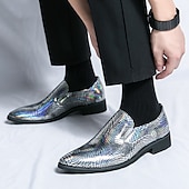 abordables Semi-formel-Chaussures à enfiler pour hommes à imprimé serpent métallisé turquoise - tendance, modernes, parfaites pour les sorties décontractées et les événements avant-gardistes