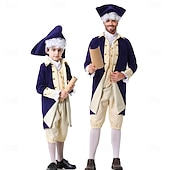 رخيصةأون أزياء-عتيق / معتق روكوكو القرن ال 18 زي تأثيري ملابس العصر الاستعماري ملابس تنكرية رجالي للصبيان عيد الرعب مهرجان مناسب للحفلات أداء حفلة تنكرية للأطفال للبالغين معطف سترة بنطلونات