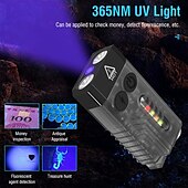 abordables Lampes de poche-Lampe torche LED petite et puissante, ultra lumineuse, 1 000 lm, porte-clés, 365 nm, UV, rouge, vert, bleu, mini lampe torche de poche, aimant latéral, bip sonore, 14 modes
