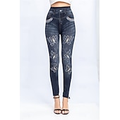 abordables Impression 3D Bleue-Leggings pour femmes Pantalons Impression 3D Chinos Vacances Streetwear Décontracté Longueur Complète Haute Taille Imprimé Papillon Confortable Doux Agréable Extensible Extérieur Rue Noir Bleu Été