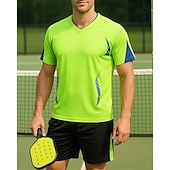 levne Pánská košile-Pánské Geometrický Sportovní sada Tenisová sada 2 Krátké rukávy Potisk Ter Emen Odvod vlhkosti Prodyšné Tenis Golf Pickleball Do V Modrá Zelená Oblečení na tenis