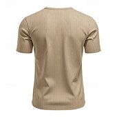 cheap Casual Henley Tee-Men&#039;s T Shirt Henley Shirt Tee Short Sleeve Shirt Short Sleeve V Neck Summer Plain Fashion Designer Basic Jacquard Vacation Street Going out Black White Khaki Top Tee for Men