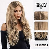 abordables Perruques Synthétiques Sans Bonnet-Perruque Synthétique Ondulé Ondulation profonde Coupe dégradée Avec frange Fabriqué à la Machine Perruque 26 pouces A1 Cheveux synthétiques Femmes Classique Confortable Dégradé de couleur Blond