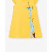 preiswerte Casual Kleider-Kinder Mädchen Kleid Farbblock Ärmellos Outdoor Patchwork Niedlich Basic Baumwolle Knielang Freizeitkleid Sommer Ab 4 Jahren Gelb