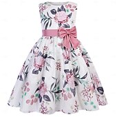 cheap Party Dresses-Kids Girls&#039; Party Dress Graphic Sleeveless Short Sleeve Performance Special Occasion Princess Polyester Party Dress Summer Spring kids Pink Blue Purple