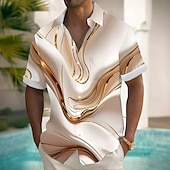 economico Geometrica-Per uomo Geometrico Marmo Arte astratta Camicia Camicia Estiva Camicia con Bottoni Manica Corta Moda Casual All&#039;aperto Vacanza Abbigliamento Quotidiano Estate Primavera Collo ripiegato Stampa 3D