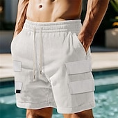 baratos Feriado-Homens Bermuda Cargo Shorts de praia Shorts de Corrida Shorts casuais Shorts de Academia Com Cordão Cintura elástica Perna reta Tecido Conforto Pavio Humido Comprimento do joelho Esportes Diário
