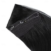 economico Extension adesive-Extension per capelli con filo invisibile, veri capelli umani, 20 pollici - 50 g, 22 pollici - 80 g, clip-in con filo da pesca trasparente nero corvino, extension per capelli umani da donna