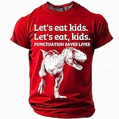  Herren T-Shirt - Lustige Zeichensetzung rettet Leben Grammatikwitz T-Rex Grafik Kurzarm