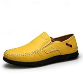 Χαμηλού Κόστους Slip-On Καθημερινά Παπούτσια-Ανδρικά πορτοκαλί μοκασίνια από τεχνητό δέρμα, άνετα, casual παπούτσια, ιδανικά για καθημερινή χρήση και χαλαρές εξόδους.