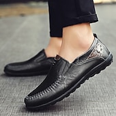 tanie Buty casual slip-on-męskie, brązowe, swobodne mokasyny z cholewką z miękkiej skóry ekologicznej, ręcznie szytymi detalami i wytrzymałą gumową podeszwą – idealne do codziennego noszenia i aktywności na świeżym powietrzu