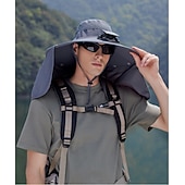economico Fari anteriori-Cappello da pescatore a tesa larga con ventola solare - 1 pezzo, scialle protettivo per il collo, protezione solare, traspirante e rinfrescante, perfetto per campeggio estivo, escursioni e avventure di pesca