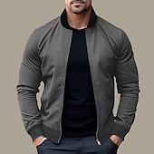 preiswerte Herrenjacken &amp; Herrenmäntel-Herren Bomberjacke übergangsjacke Täglich Leicht Tasche Frühling &amp; Herbst Klassisch Stehkragen Regulär Schwarz Gelb Rot Marineblau Königliches Blau Jacken