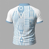 cheap Men&#039;s Printed Polo-Men&#039;s Graphic Zip Polo Short Sleeve Stand Collar Modern Leisure Athleisure Casual Daily Zipper 3D Print Summer Robin&#039;s Egg Blue White Blue White