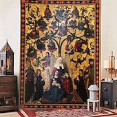 abordables Tapiz Medieval-Tapiz medieval, tapiz de la Edad Media, arte religioso, gran mural, decoración, fotografía, fondo, hogar, dormitorio, sala de estar, decoración
