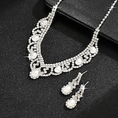 levne Sady šperků-Svatební šperky Soupravy 2 Umělé diamanty 1 x náhrdelník Náušnice Dámské Elegantní stylové Klasické Půvab Klasika láska Drahocenný Sada šperků Pro Svatební Dar