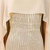 preiswerte Bodenlänge-Kleid Mutter der Braut Kleid Elegantes Rundhals Bodenlänglich Chiffon 3/4 Ärmels mit Pailletten