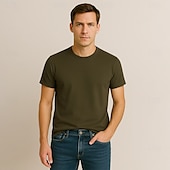 billiga Herrarnas Elite T-shirts och linnen-Herr T-shirt Bomullskjorta Ensfärgat Rund hals Kläder Utomhus Kontor Arbete Dagligen Sport Kortärmad Crewneck Klassisk Stil Modern Stil Ren färg Opressade byxor 100 % bomull Mode Häftig Dagligen