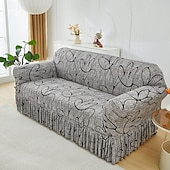 abordables Funda de sofá-Funda de sofá de 1 pieza con volante, moderna, elástica, ajustada, con detalles elásticos, lavable a máquina, con impresión reactiva, adecuada para sillones, sofás dobles, triples y cuádruples.