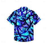 voordelige Geometrisch patroon-Voor heren Geometrisch Galaxy Print Overhemd Zomer overhemd Overhemd met knopen Korte mouw Mode-casual Buiten Vakantie Dagelijks gebruik Zomer Lente Strijkijzer 3D-afdrukken shirts met kraag blauw
