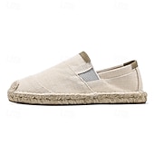 tanie Buty casual slip-on-męskie czarne espadryle wsuwane z podeszwą jutową - casualowe, wygodne obuwie letnie do noszenia na co dzień