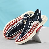 preiswerte Urlaubsandalen-Herren-Sneaker in Rot und Marineblau, Laufschuhe mit einzigartigem Schnürdesign und gepolsterter Sohle für Sport und Freizeit