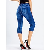 cheap Blue 3D Print-Women&#039;s Leggings Capri Pants 3D Print Chinos Vintage Streetwear Casual Calf-Length High Waist Plain Printing Comfy Soft Comfortable Stretchy Outdoor Street Black Red Blue Gray Summer Slim Fit