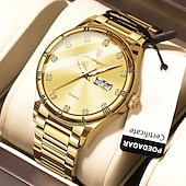 abordables Montres à quartz-878 nouvelle montre multifonctionnelle rétro pour hommes, double calendrier, veilleuse, montre à quartz étanche pour hommes
