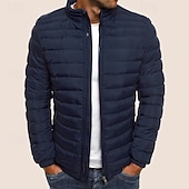billiga Herrdunjackor och -parkas-varm bubbeljacka för män quiltad vadderad jacka med dragkedja ytterkläder utomhus vinterbomberjacka dragkedja kappa fritidskläder vindtät lättviktsjacka sport trenchcoat fiske klättring löpning